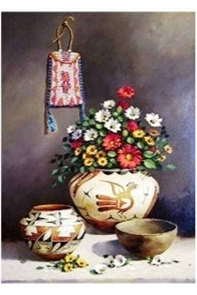 Krista Tablou pe pânză PM1005 Vaze din lut cu flori, pictură pe numere, cu ra...