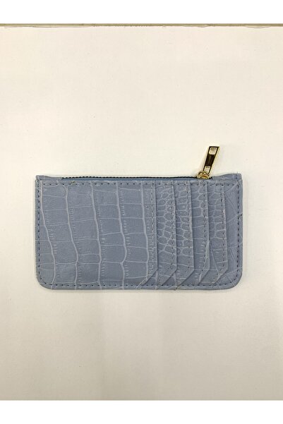 PurpleART Women's Crocodile Card Holder with Zipper and Multiple Compartments 8x15cm