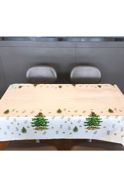 Flippy Flippy tablecloth, PVC, 2.5 mm thick, fir tree print, for Christmas, 180x108 cm, white