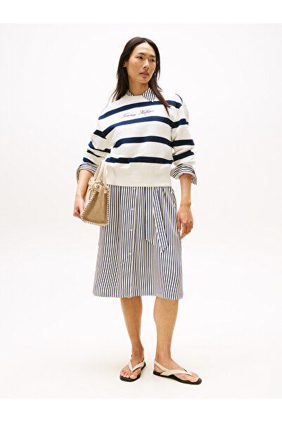 Tommy Hilfiger SCRIPT REG PIQUE SWTSHRT Női fehér pulóver - WW0WW45743