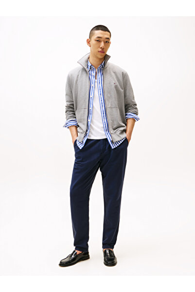 Tommy Hilfiger ESSENTIAL TERRY ZT STAND COLLAR Erkek Gri Sweatshirt - MW0MW38084