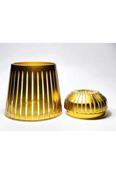 Kristal Market Handmade Cut Crystal Pearl Vertical Pattern Footless Decorative Presentation Holder with Lid Napkin Holder