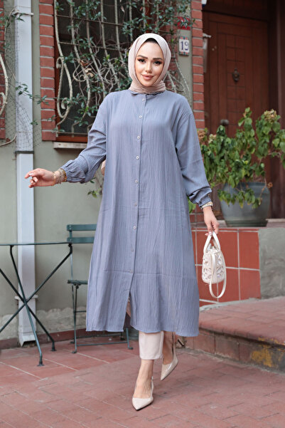N.S NEVA STYLE Buttoned Smoked Hijab Tunic 70551Fu