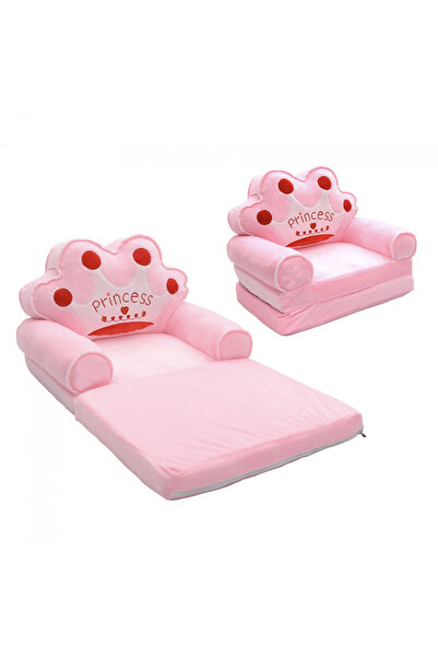 Krista Fotoliu extensibil din pluș și 2 farfurii de burete Tronul Prințesei Roz