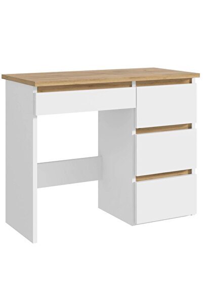 SERSIMO Birou Beta 3 Norge cu 4 sertare, 94x43x75 cm, alb și stejar artizanal