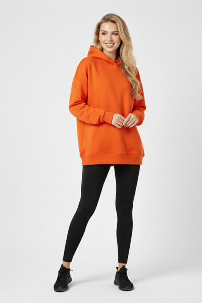 KOZİA OUTDOORS Baskısz Unisex Oversize Kapüşonlu Sweatshirt Rahat Kalıp Hoodie