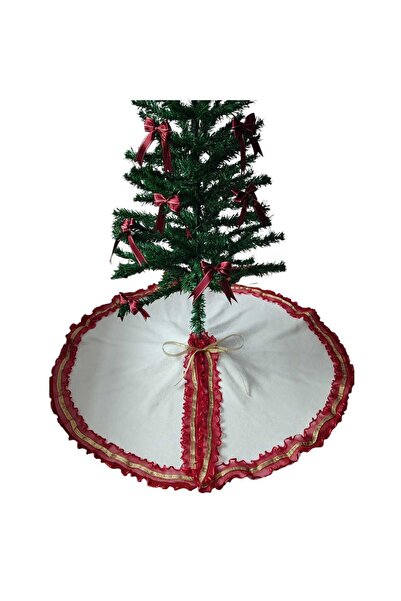 MODA NUR Christmas Tree Skirt, Pine Tree Foot Mat Cover, White Color, Plush, 85 cm
