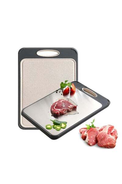 Zimtal Stainless Steel & Plastic Double-Sided Kitchen Chopping Board (Upgraded)