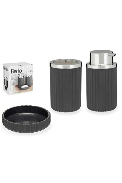 BERILO 3-piece bathroom set Berilo, dispenser, 330 ml glass, soap holder, pla...