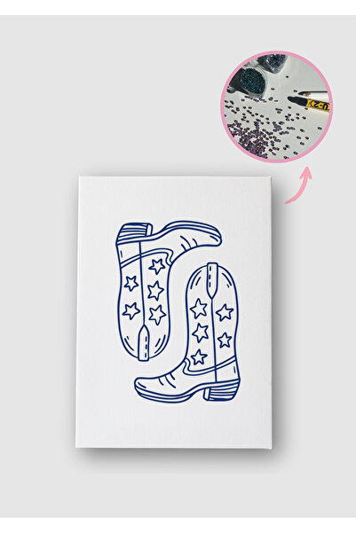 Piece Of Date Kovboy Çizme - Diamond Painting, Elmaslı Goblen, Mozaik Tablo, Taş Işleme - Tuval Pres 18x24