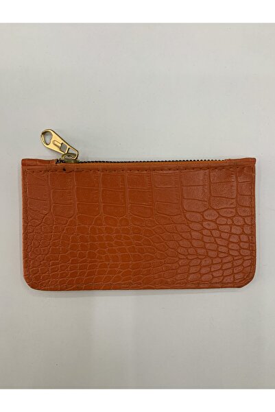 PurpleART Women's Crocodile Card Holder with Zipper and Multiple Compartments 8x15cm