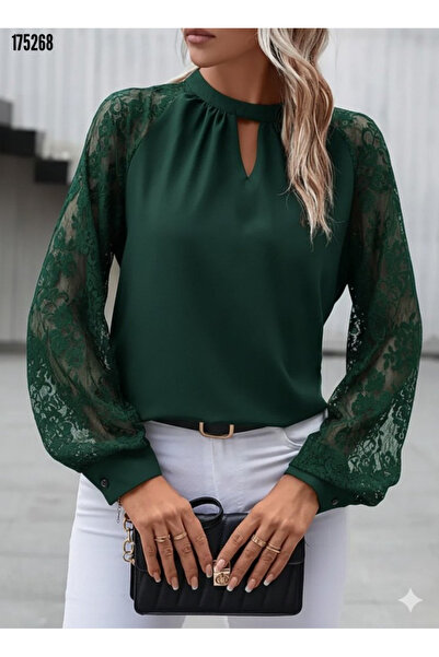 Modayakamoz Nova sezona Elegantna Čipka detaljna dugačka ženska bluza od pesk...