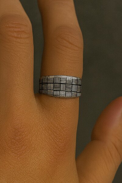 TAKIŞTIR خواتم رجالية فضية اللون قابلة للتعديل من الفولاذ