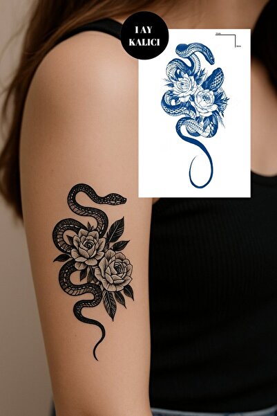 TAKIŞTIR Yılan Figürlü 12 Saat Sonra Kararan Geçici Orta Dövme Tattoo