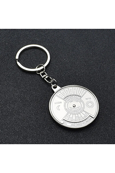 Choice سلسلة مفاتيح سوداء بتقويم دائم لمدة 50 عامًا من سبائك الفضة لتزيين الم...