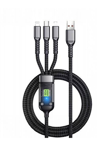 Generic 3-in-1 100W fast charging data cable for Apple, Android and Huawei phones