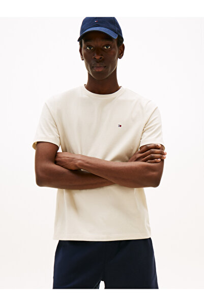 Tommy Hilfiger ESS SEASONAL REG FIT SOLID TEE Erkek Bej T-Shirt - MW0MW39995
