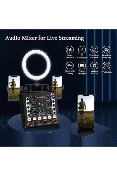 Other Ficontek M8 Live Sound Card - Mini Audio Mixer (White)
