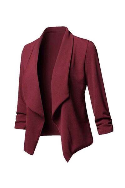 Generic Ruched Asymmetrical Casual Business Suit - Burgundy