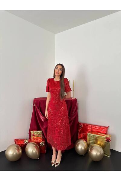 Lady Pixie Kadın Midi Boy Pulpayet Elbise