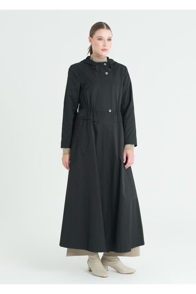 Armağan Bel Büzgülü Kapşonlu Pardesü