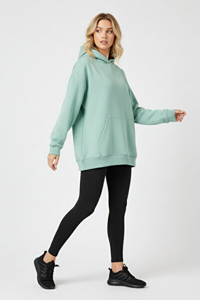 KOZİA OUTDOORS Baskısz Unisex Oversize Kapüşonlu Sweatshirt Rahat Kalıp Hoodie