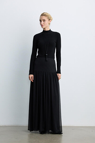 BE BLUE Black Corseted Long Skirt