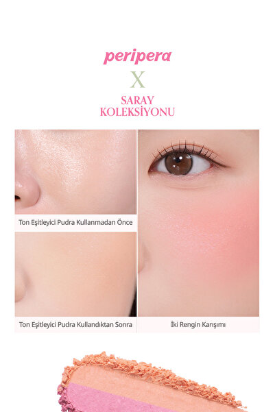 PERIPERA Işıltılı, İki Tonlu Highlighter Allık Pure Blushed Custom Cheek 006 Queens Pink