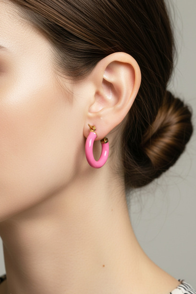 Modacaprea Steel Pink Hoop Clip-On Women's Earrings I Karamaz Women's Steel E...