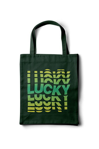 INKD حقيبة قماش جبردين فنية – تصميم تيبيوغرافي لاكي سكريبت مطبوع - 35x40