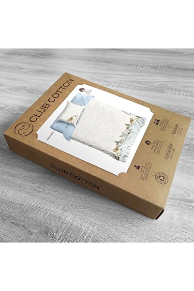 Club Cotton Χριστουγεννιάτικα σεντόνια 3D για 1 άτομο, λευκά με ταράνδους και νιφάδες χιονιού, 100% βαμβάκι, γιασεμί