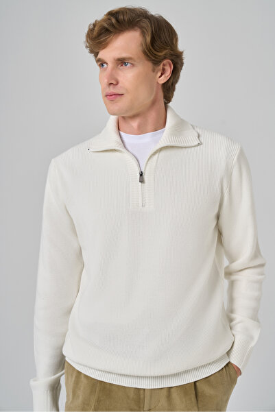 Morven Men's Bone Trend Bato Collar Dynamic Fit Comfortable Cut Knitwear