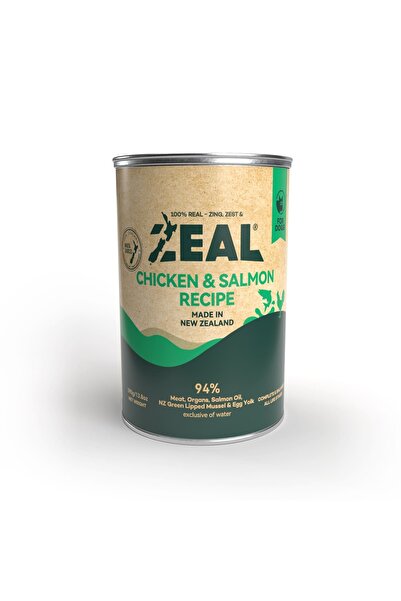 ZEAL طعام الكلاب المعلب الخالي من الحبوب 390 جرام - (وصفة الدجاج والسلمون)