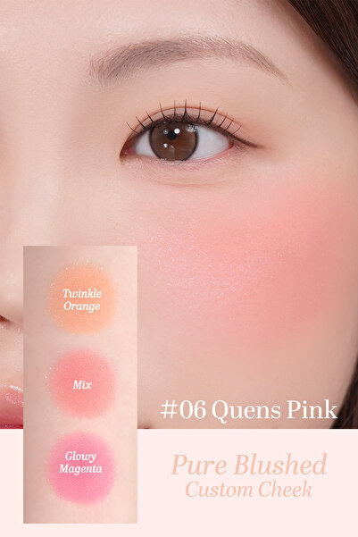 PERIPERA Işıltılı, İki Tonlu Highlighter Allık Pure Blushed Custom Cheek 006 Queens Pink