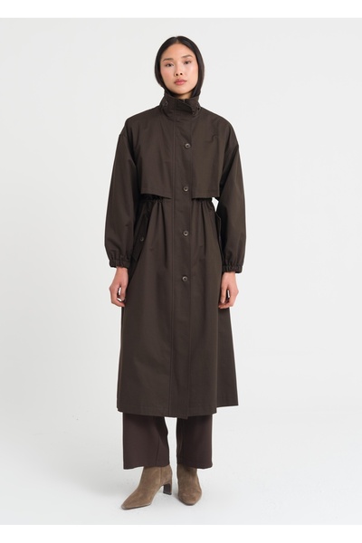 Armağan Beli Büzgülü Fermuarlı Trençkot