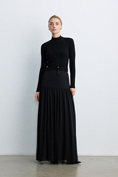 BE BLUE Black Corseted Long Skirt