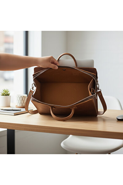 Şeker Ofisi Genuine Leather Laptop Bag – Handmade MacBook and Briefcase (13”–15”) Premium Model with Shoulder Strap