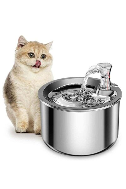 Arabest Pet Stainless Steel Automatic Water Fountain, 2L,Stainless Steel Inside Ultra-Quiet Pump