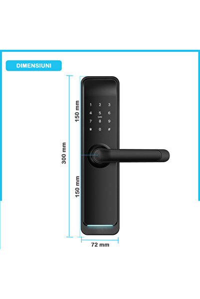 Smartpass Yala OSAKA BLACK – Încuietoare smart TTLock cu , Bluetooth, Wi‑Fi, PIN, RFID