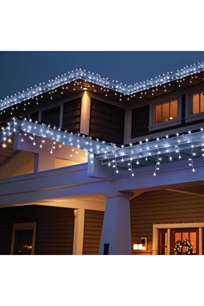 Promagg Instalatie Craciun 5 metri turturi, franjuri inegali cu 120 LED-uri, 8 moduri, interior/exterior