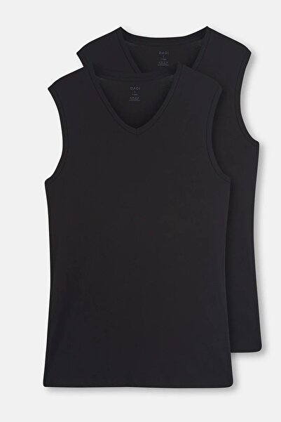 Dagi 1070 Erkek 2'li Kolsuz V Yaka Fanila-Siyah