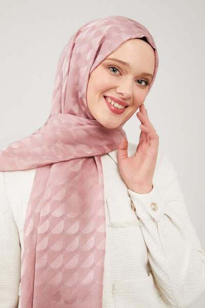 Levidor Pudra Ay Desen Jakarlı Elegance Şal