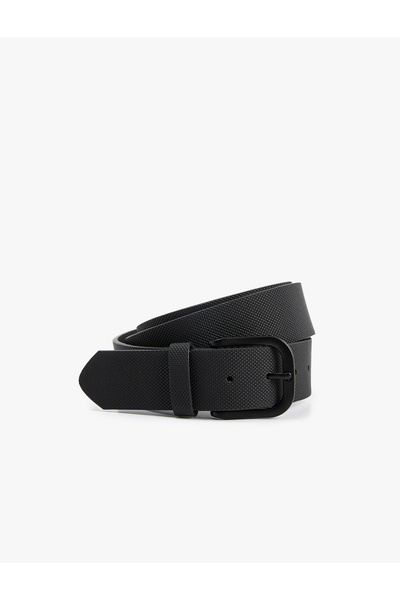 Koton Textured Faux Leather Belt with Buckle