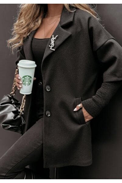 ADAMODA.RO Women's coat with knitted sleeves