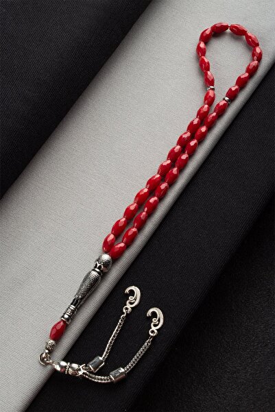 Uçar Doğaltaş Mercan Doğal Taş Faset Arpa Kesim 33 lü 5x8mm Tesbih