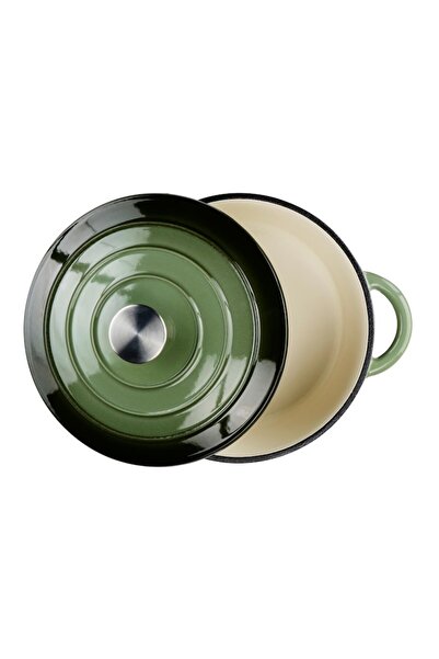 Alpina enameled cast iron pot with lid, 3.8 L, 24 cm, green