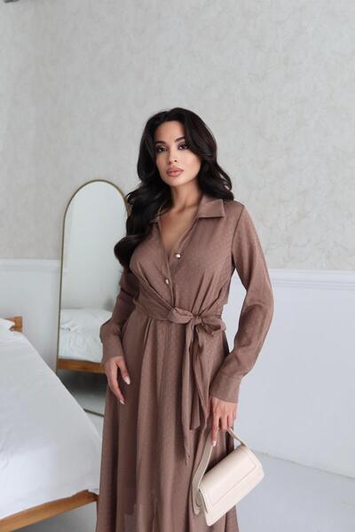 Serica Moda Рокля с копчета отстрани и яка тип риза