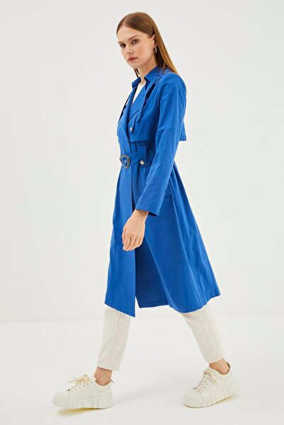 Zühre Kruvaze Yaka ve Kemerli Havacı Trençkot 12922