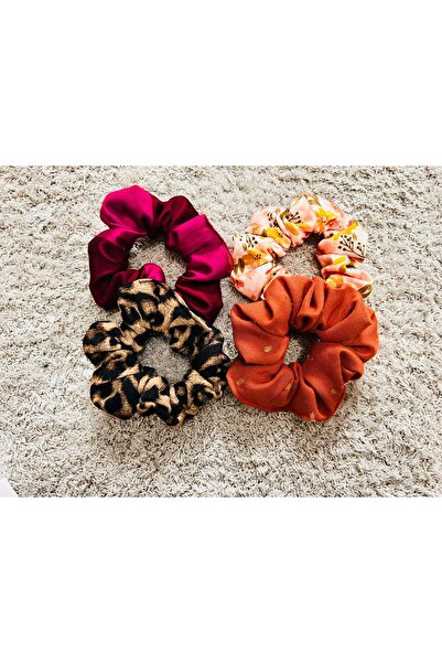 ATELIER ALEDA Set of 4 hair elastics/scrunchies, autumn colors and prints