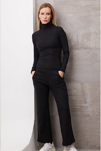 moda felinya Women's Black Fishbone Collar Tie-Dye Double Set